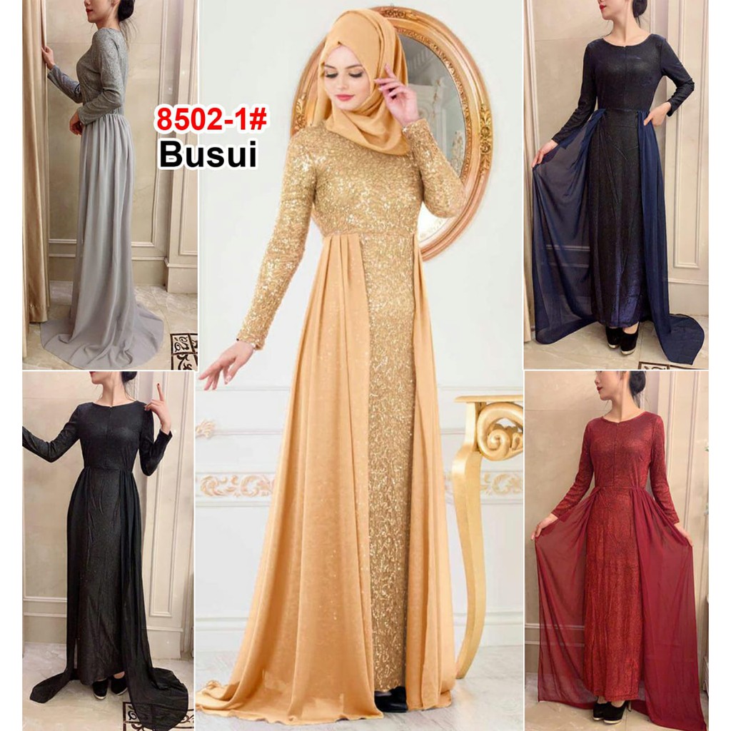 8502#dress gliter ekor fashion IMPORT (Busui)#dres gliter cantik#fashion wanita