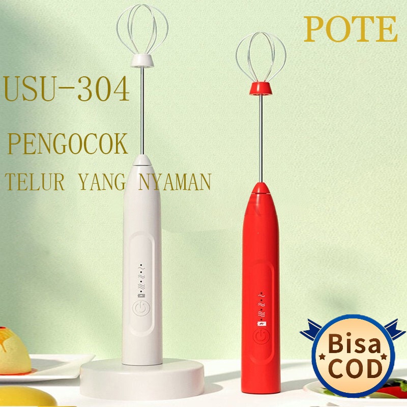 POTE Pengocok Telur USB Portabel Mini Blender Genggam Susu Kopi Blender yang Dapat Disesuaikan