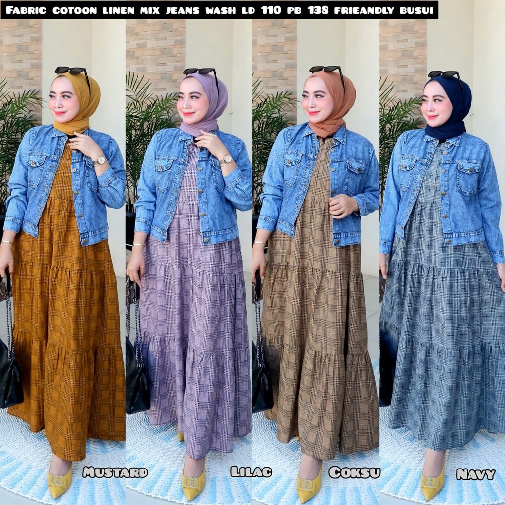 MOS Gamis Rompi Jeans Terbaru / Gamis Maksi Wanita