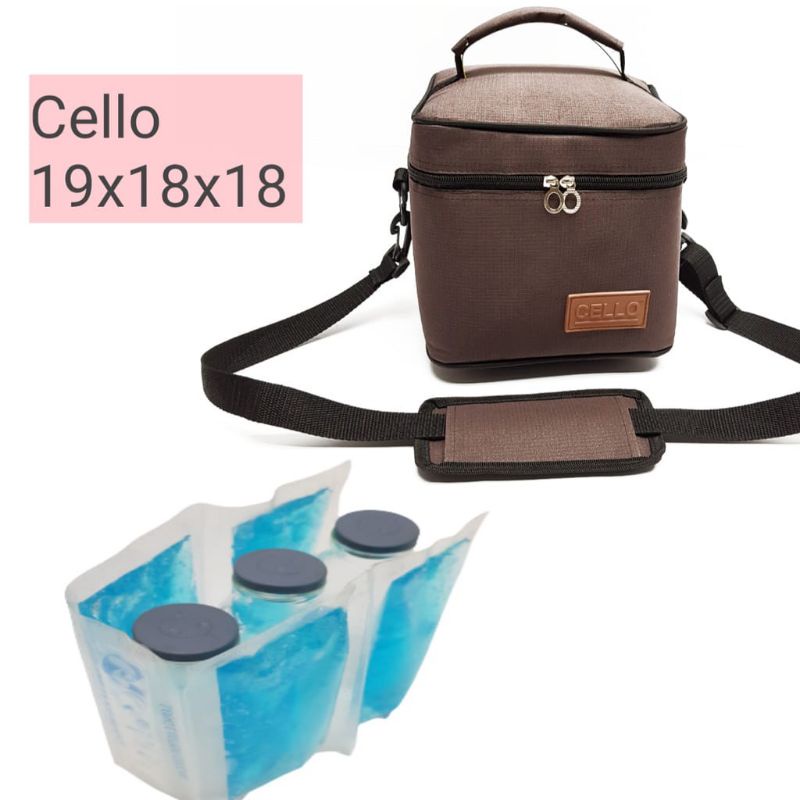 NCL31  &quot;NEW CELLO COOLER BAG +3 BOTOL ASI + LINE  BLUE GEL / TAS PERLENGKAPAN ASI ASIP / TAS BAYI / TAS PENDINGIN&quot; JKT