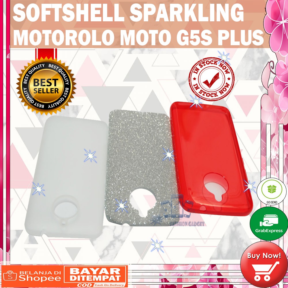 (Warna Acak Pink / Red) Silikon Motorola Moto G5S+ Ultrathin Motorola G5S+ Case Sparkling Blink Blink Glitter Silicone Soft Case Jelly Case Casing Kesing Kasing Sarung Hp