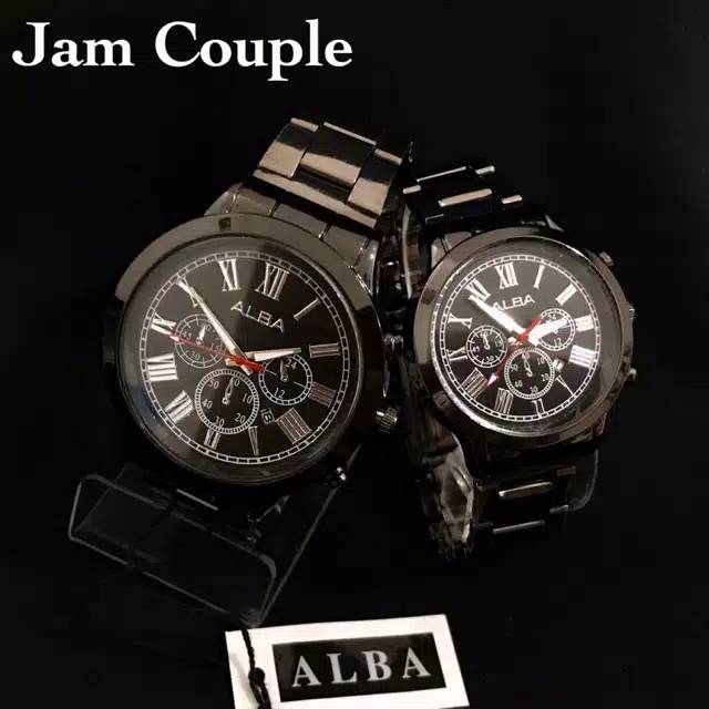 jam tangan couple alba tgl aktif + BOX sudah sepasang