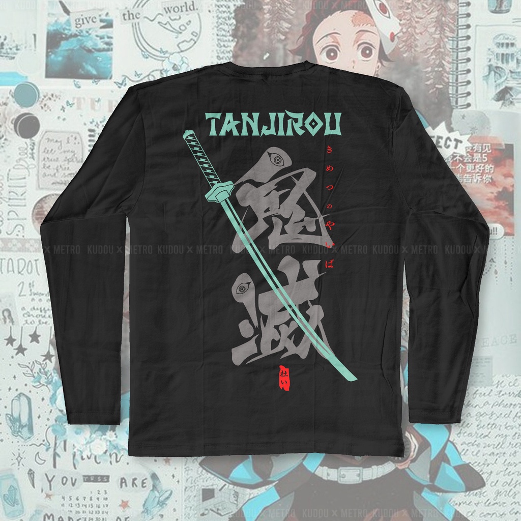 Longsleeve Tanjiro Katana Black Anime Manga Demon Slayer KNY Premium Unisex