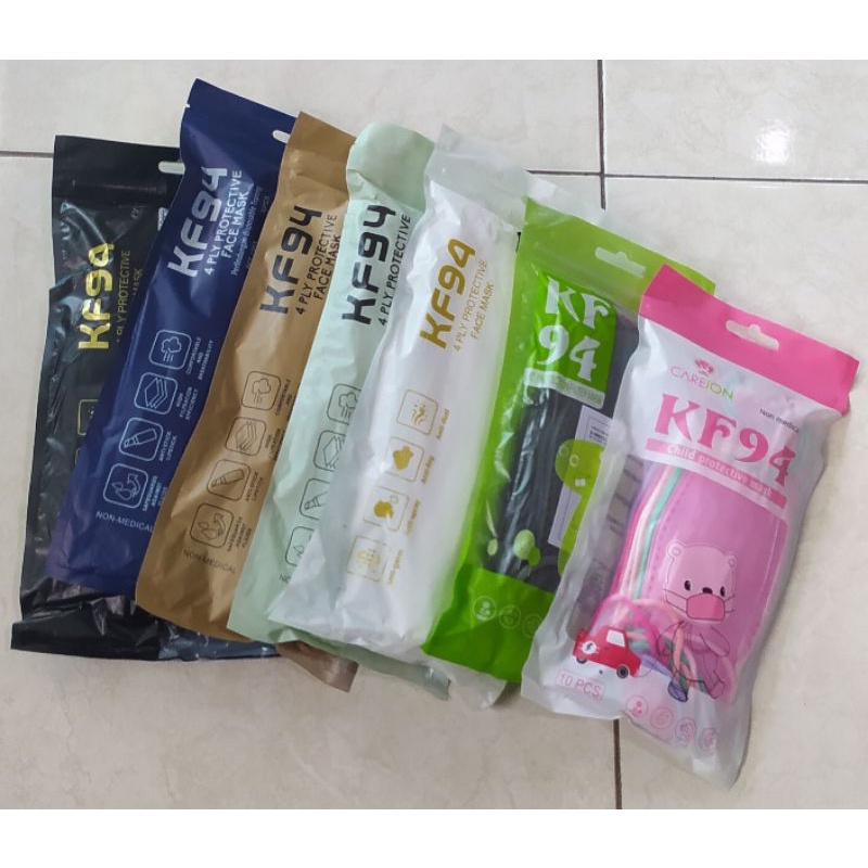 Masker KF94 Careion putih hitam KN95 Careindo hijau biru