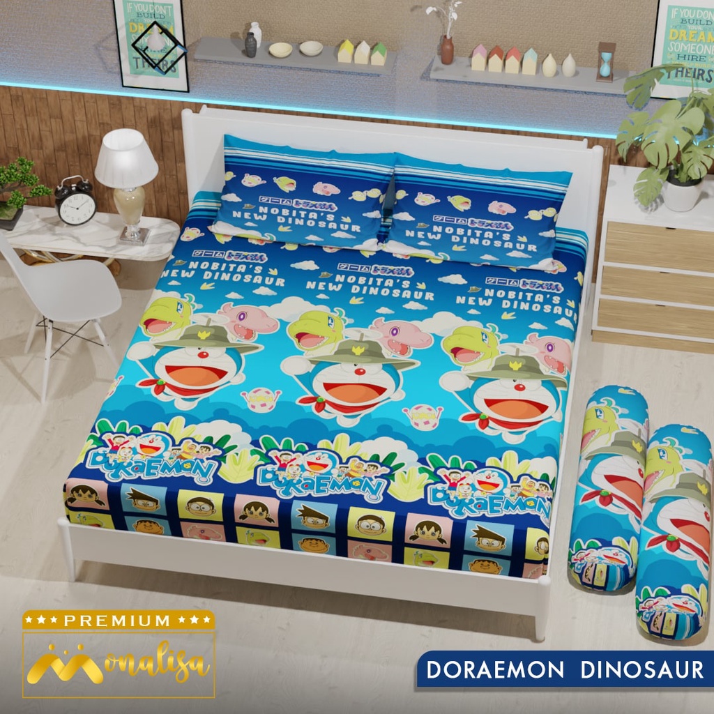 Monalisa Premium Sprei Uk 160/180 - Doraemon Dino