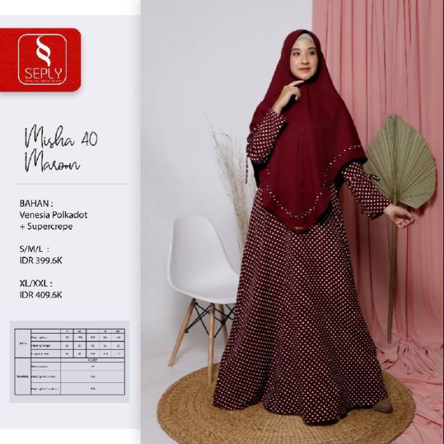 Gamis Seply Misha 40 Maroon