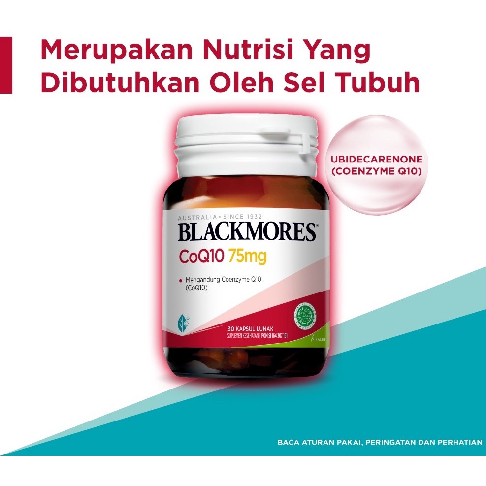 Blackmores CoQ10 Mengandung Coenzyme Q10 |1 Kapsul Sehari Isi 30 Kapsul Merupakan Nutrisi Yang Dibutuhkan Oleh Sel Tubuh