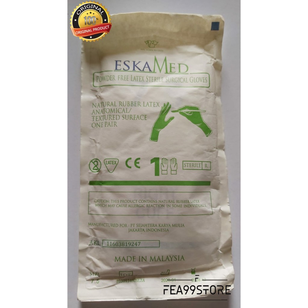 Sarung tangan Medis Steril ESKAMED / Handscoon Steril / sarung tangan steril / sarung tangan steril 