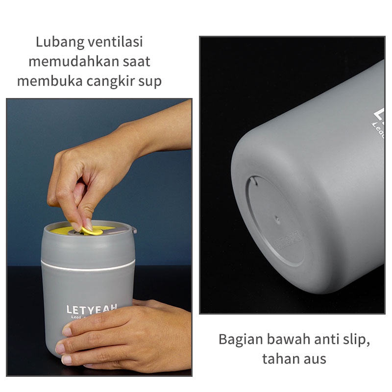 Letyeah &amp; Kaizenliving Cangkir sup portable 500ml mangkuk sup anti tumpah / soup cup