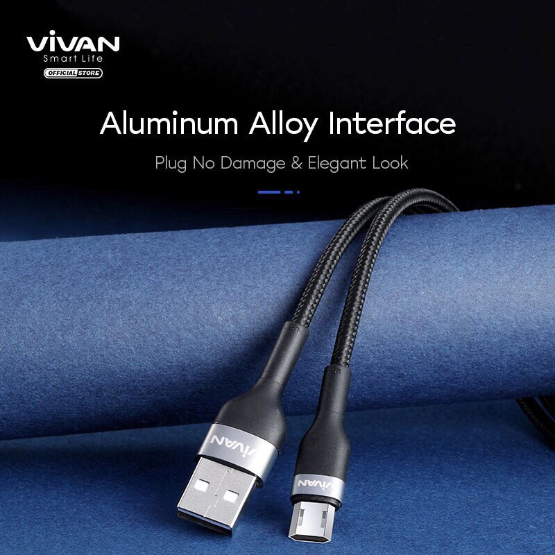 VIVAN Kabel Data Micro USB Android 100cm Fast Charging 2.4A Garansi Resmi 1 Tahun VXM100