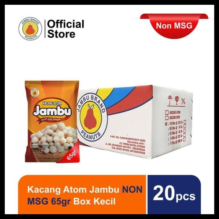 

DISKON TERBATAS !!! KACANG ATOM JAMBU NON MSG 65 GR BOX KECIL TERLARIS
