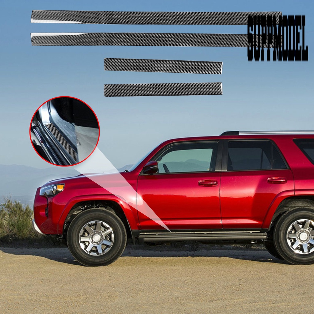 Suppmodelx 4Pcs Stiker Strip Carbon Fiber Pelindung Panel Pintu Mobil Toyota 4Runner 2010-2020