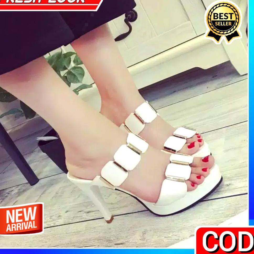 Sandal Sendal Hak Tinggi Wanita Import Pesta Terbaru F25G