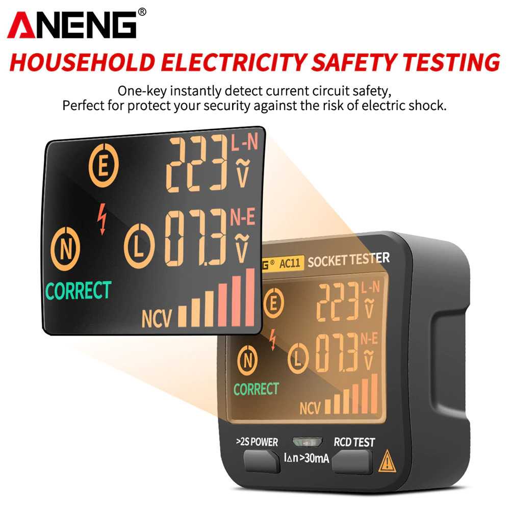 Multitester ANENG Stop Kontak Voltage Tester Grounding Polarity Phase Check - AC11