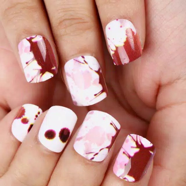 KUKU PALSU KARAKTER PRINTED NAILS KODE ROSE CHOCO SPLASH