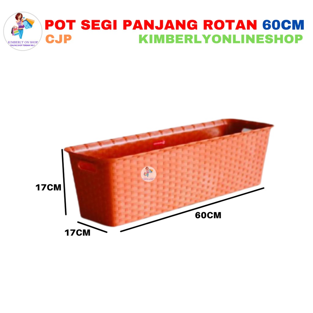 Pot Bunga Segi Panjang Motif Rotan 60 CM KHUSUS GOJEK