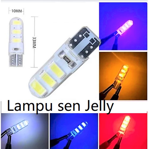 Lampu Sein Sen Jelly Kedip Flash / Diam T10 6Led 6Mata 1set / 2pcs