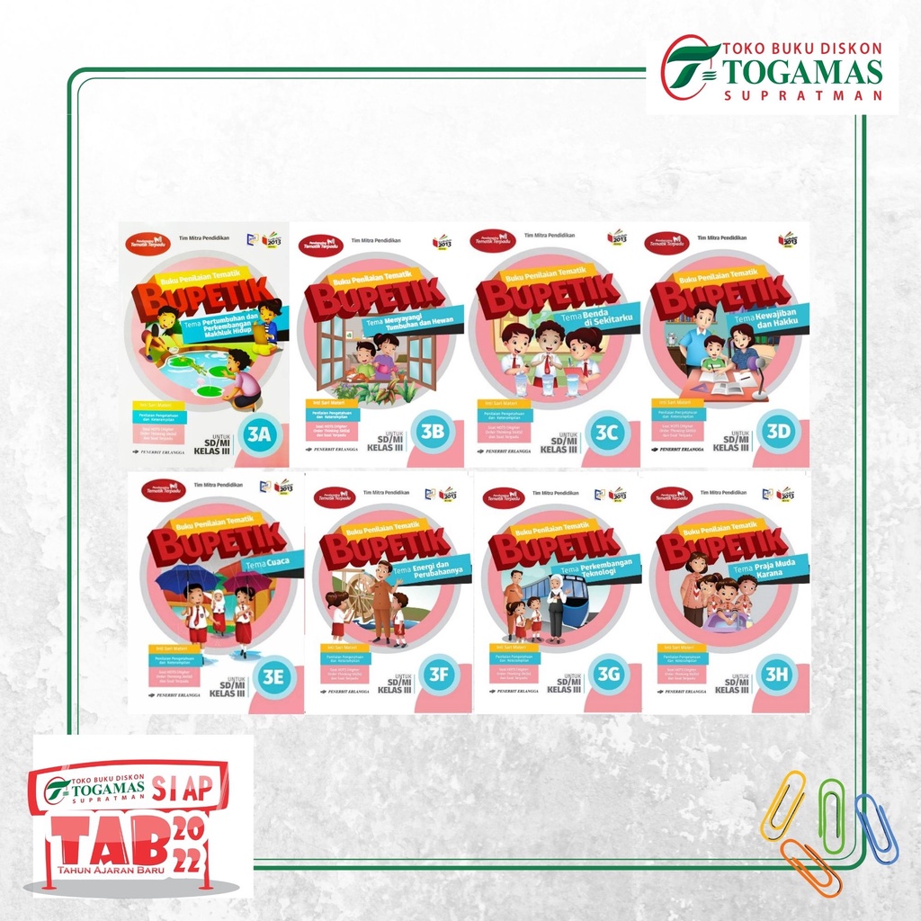 BUKU PENILAIAN TEMATIK BUPETIK KELAS 3 SD - ERLANGGA