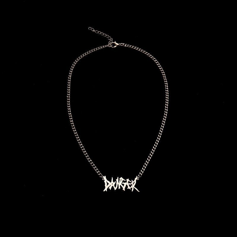 Kalung Rantai Klavikula Desain Tulisan Gaya Hip Hop Untuk Aksesoris