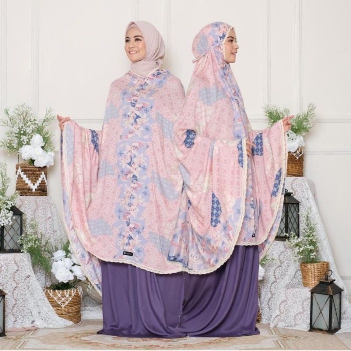 Mukena Baneska Kombinasi Davana Lavender 2in1