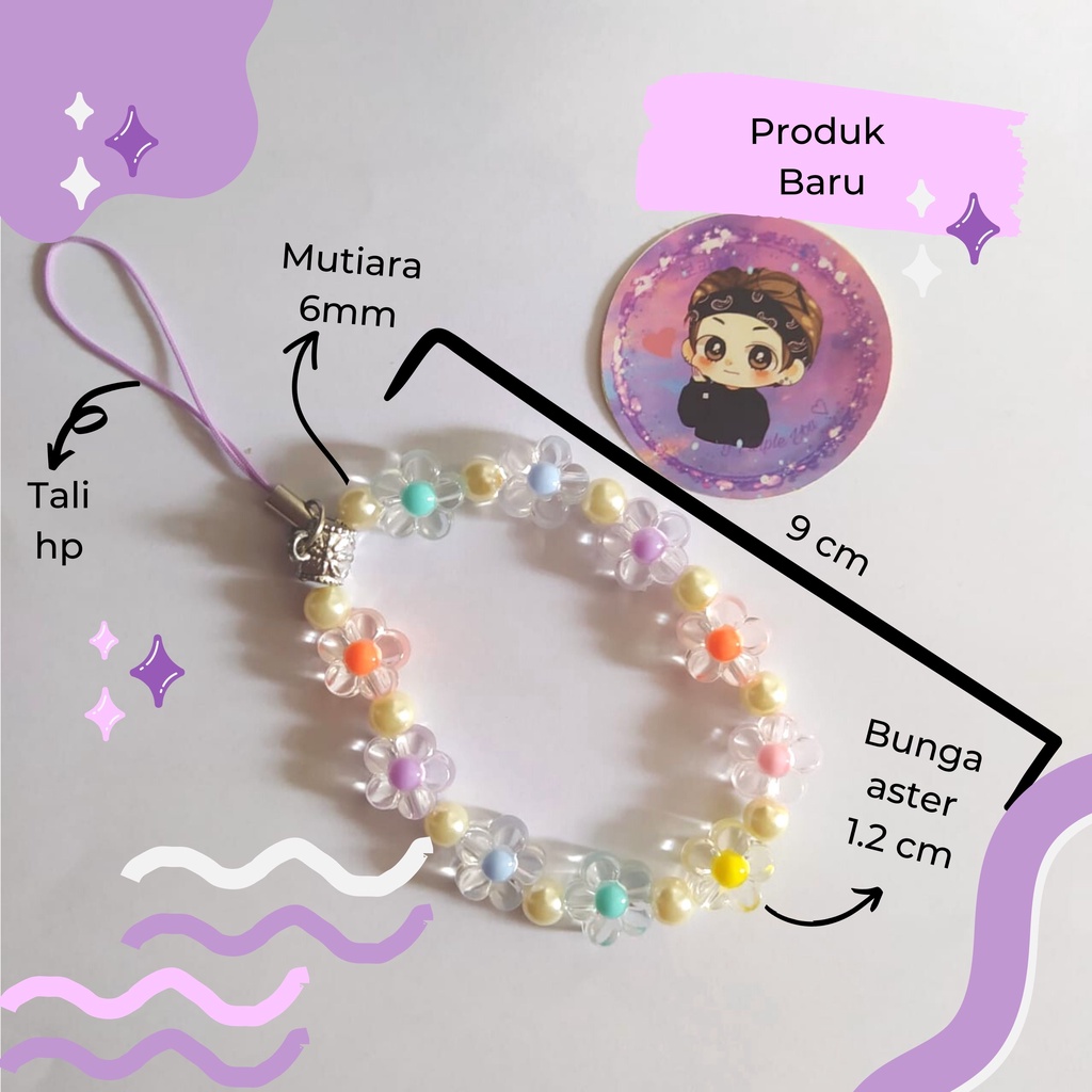 KeyChain, Phone Strap, Phone Charm Beads Limited Series, Gantungan Kunci dan Gantungan Hp Manik Phone Strap | Flower Phone Strap | Bunga Aksesoris Handphone | HP | Gantungn Kunc | Keychain | Handmade diy