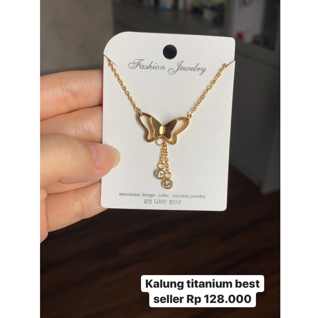 [New] Kalung aksesoris titanium mini korea hadiah wanita cewek 316L anti karat KK065 kupu