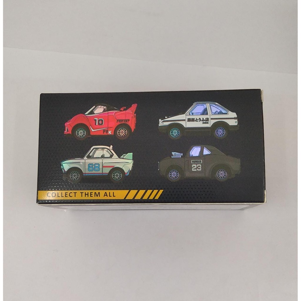 NEW ARRIVAL | SET OF 4 Diecast Cruzer TOONED Roadstar Micro Car Series Metal Pull Back Tooned Scale 1/43 Ferrari 599XX Red Toyota AE86 Sprinter Trueno Dodge Charger Hitam BMW 3.0 CSL Race Car 30 3 0