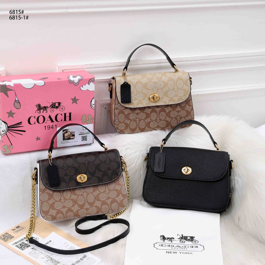 Coach Marlie Top Handle Satchel in Blocked Signature Canvas and Togo Leather 6815 &amp; 6815-1