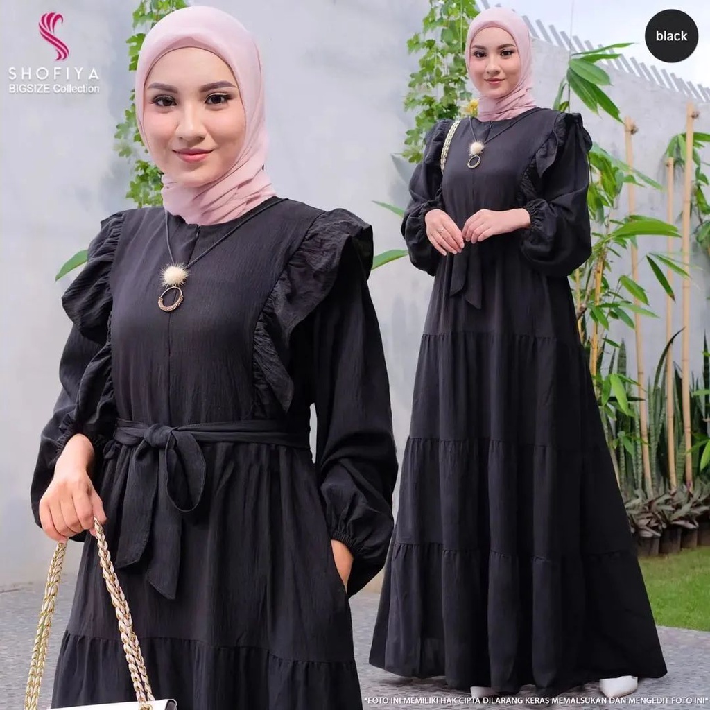 AYUNDA DRESS BL CRINKLE AIRFLOW LD 108 CM PB 137 CM RESLETING DEPAN BUSUI BAJU GAMIS WANITA TERBARU KEKINIAN ORIGINAL MEWAH JUMBO DRESS MUSLIMAH HITAM JUMBO MAXY DRESS HIJAB