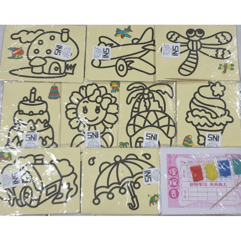 Mainan PASIR Anak Sand Painting Edukasi Size Kecil 11.5x8.5cm Murah