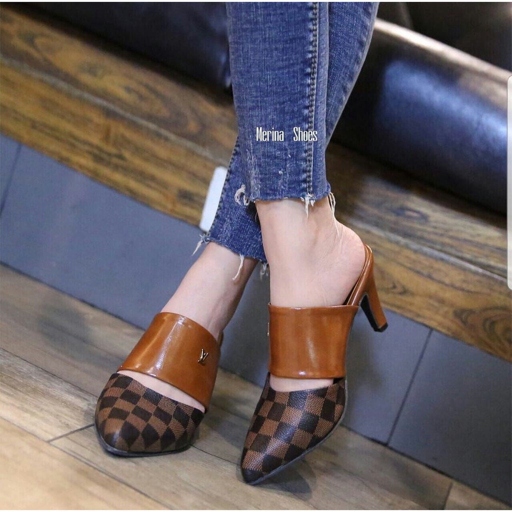 abbushoes F 07 high Heels 5cm Wanita Pesta Bahan Sintetis Murah