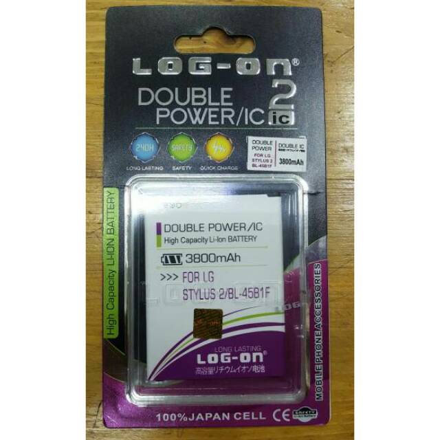 Batre Baterai Double Power IC Log-On LG  G2 Stylus BL-45B1F / STYLUS 2 / K520DY