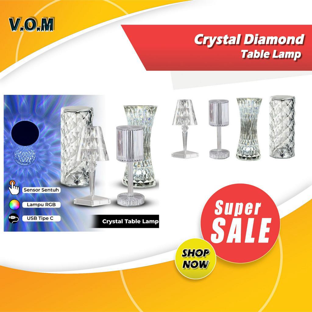 Lampu Meja LED Crystal Diamond Table Lamp RGB Colour Light 0899