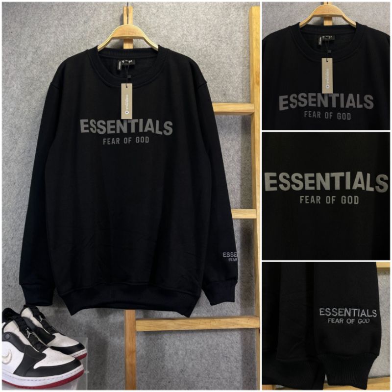 jaket sweater crewneck essentials fear of god hitam premium | sweater crewneck pria | jaket pria | s