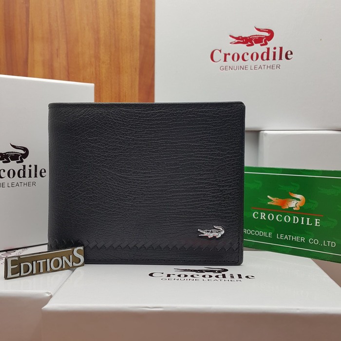  DOMPET  KULIT ASLI  IMPORT PRIA ED CROCODILE  BLACK C360 12 