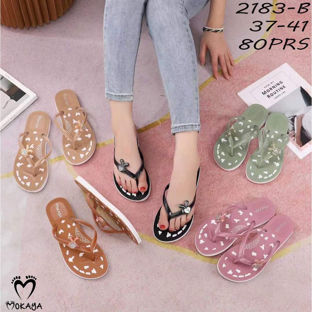 Sandal Jepit Jelly Wanita Tali Polos  Jelly Love Bunny Cantik Lucu Simple Import Mokaya / Size 37-41 (2183-B)