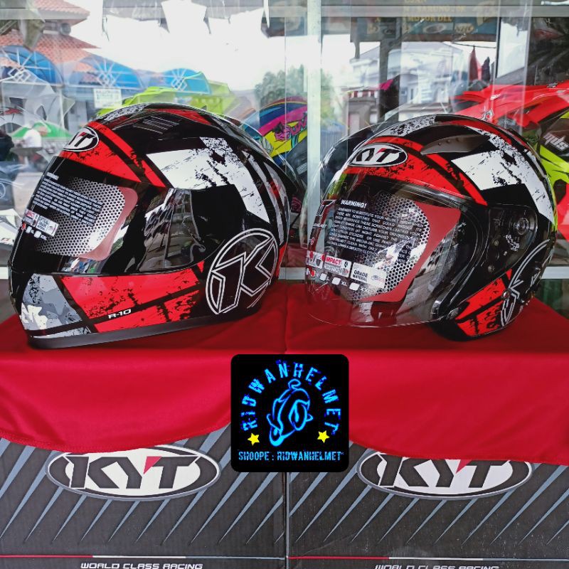 Paket ( COUPLE ) Helm KYT R-10 seri #3 + KYT Galaxy slide motif Seri #5 Size M - L - XL