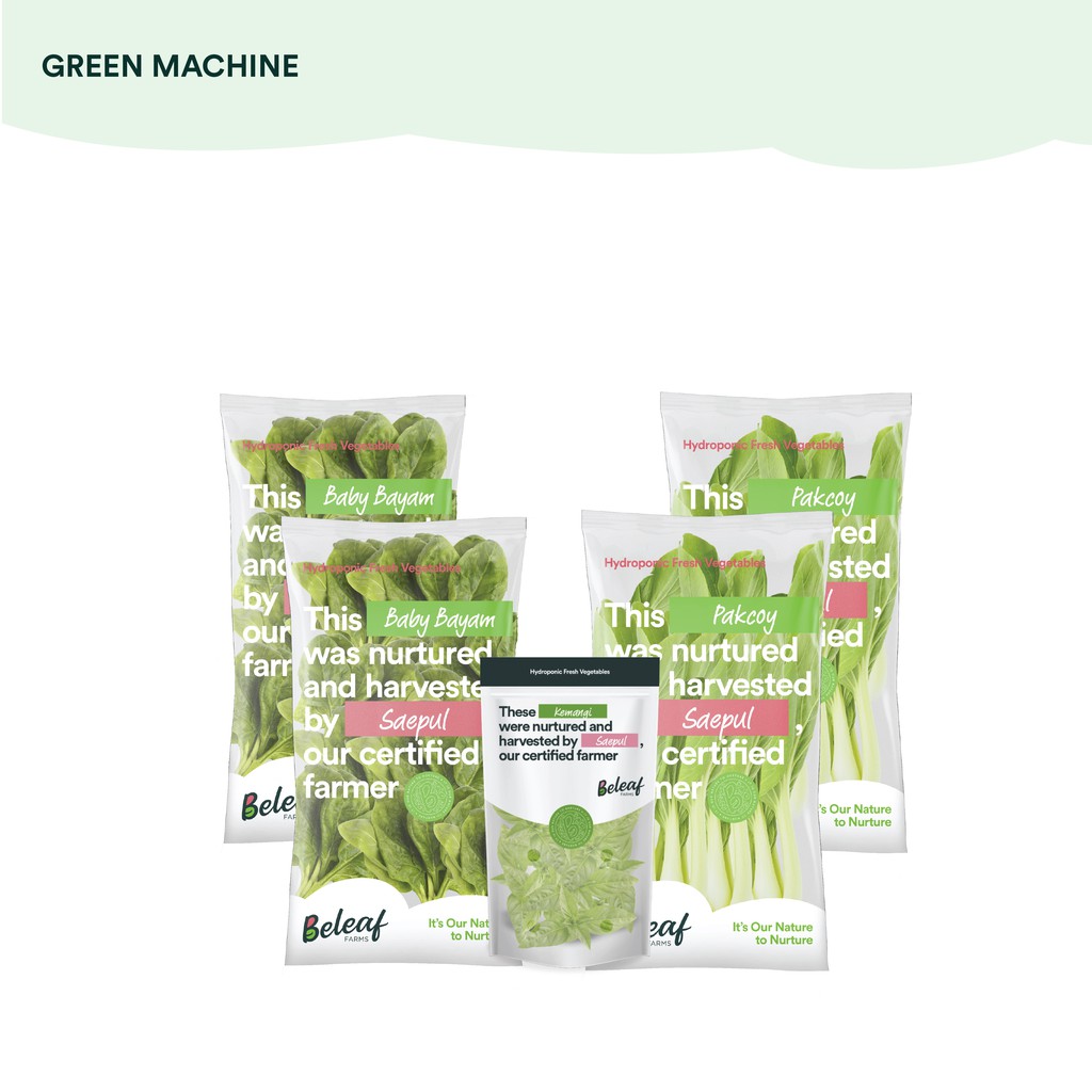 

Beleaf Farms Green Machine (2 Baby Bayam, 2 Pakcoy, 1 Kemangi)