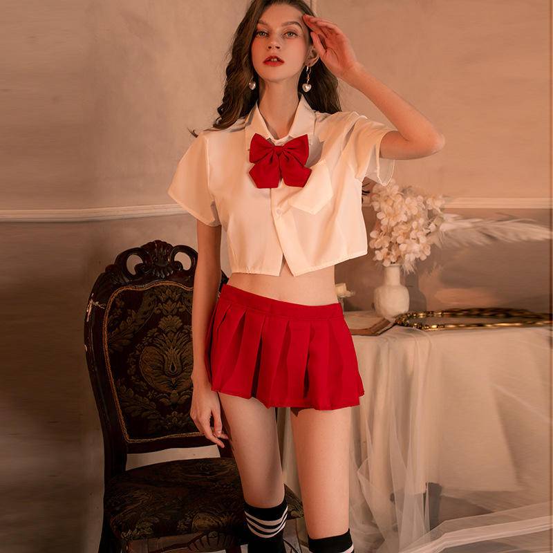 【Wetrose】New Sexy Lingerie Sexy JK Uniform Student Women's Hot Sailor Suit Skirt Wanita Rok Sexy