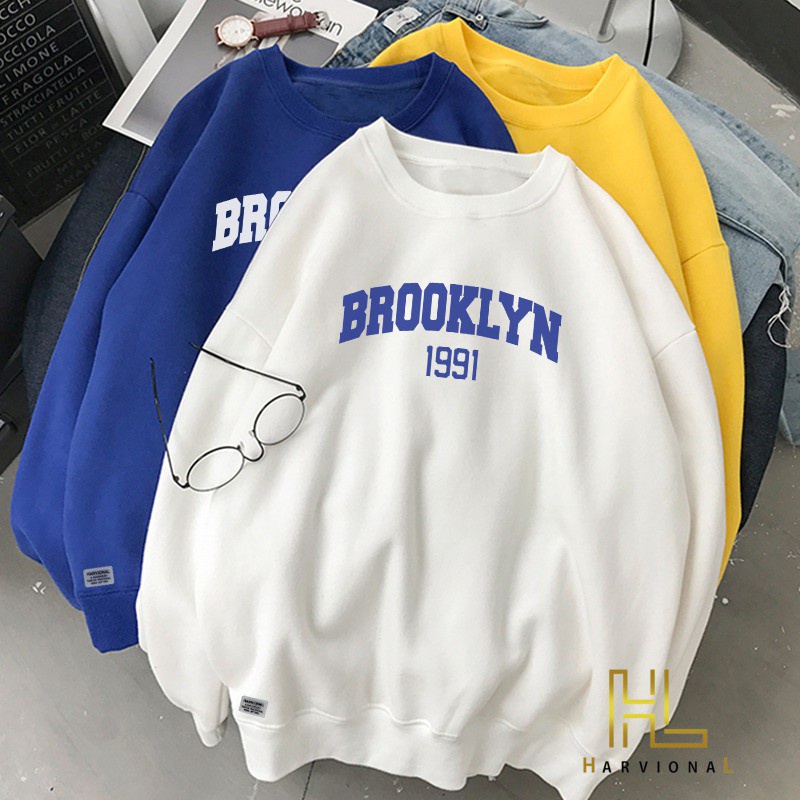 Parisdivarious Sweater Hoodie Sweatshirt Crewneck brooklyn Bahan Fleece Size S - XXL (Pria &amp; Wanita)