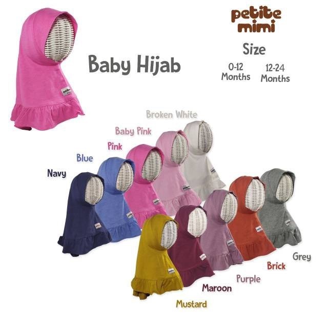 [Size S 0-12m] Petite Mimi Baby Hijab Polos Jilbab Bayi