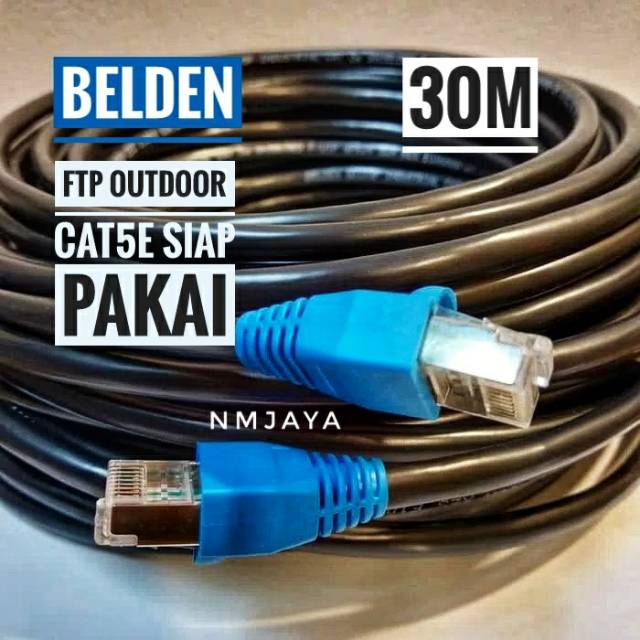 Belden Kabel Lan Outdoor 30 meter STP CAT5e Siap Pakai  STP Belden Tipe 50105F Warna Hitam