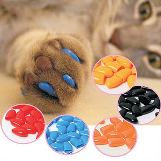 20Pcs Penutup Kuku Bahan Silikon Lembut untuk Anjing / Kucing