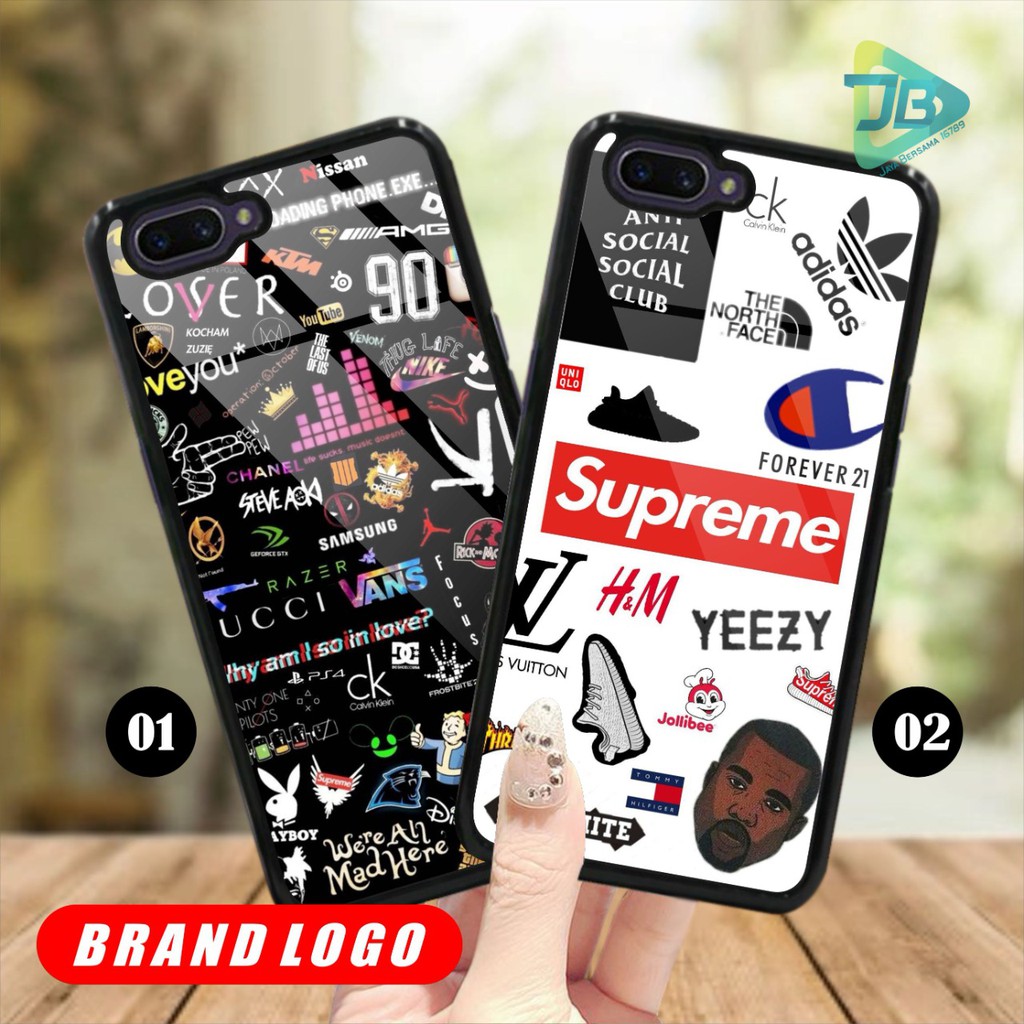 HARDCASE 2D GLOSSY BRAND LOGO OPPO VIVO XIAOMI SAMSUNG REALME IPHONE ALL TYPE JB4673