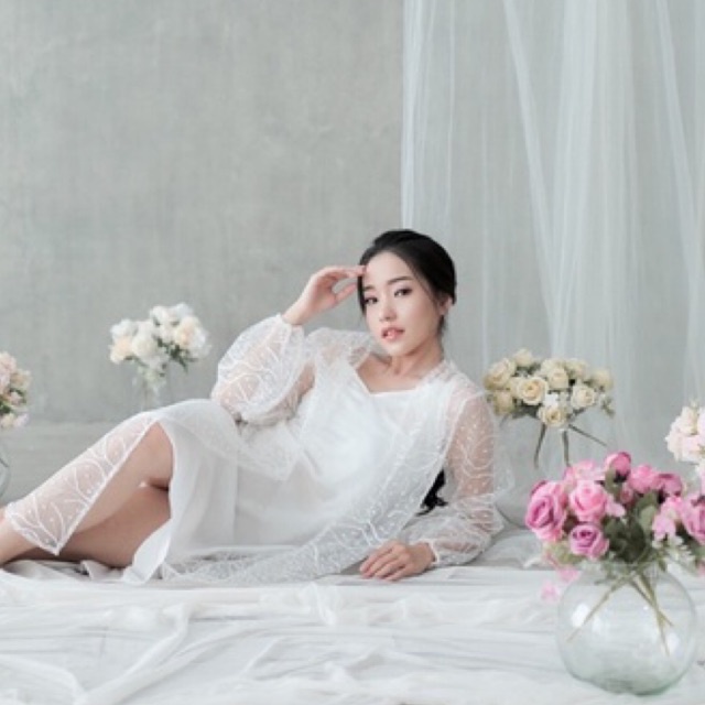 𝙏𝙪𝙩𝙪𝙡𝙡𝙚 Charmine Robe Wedding Robe Pengantin Robe Bridal Kimono Bride