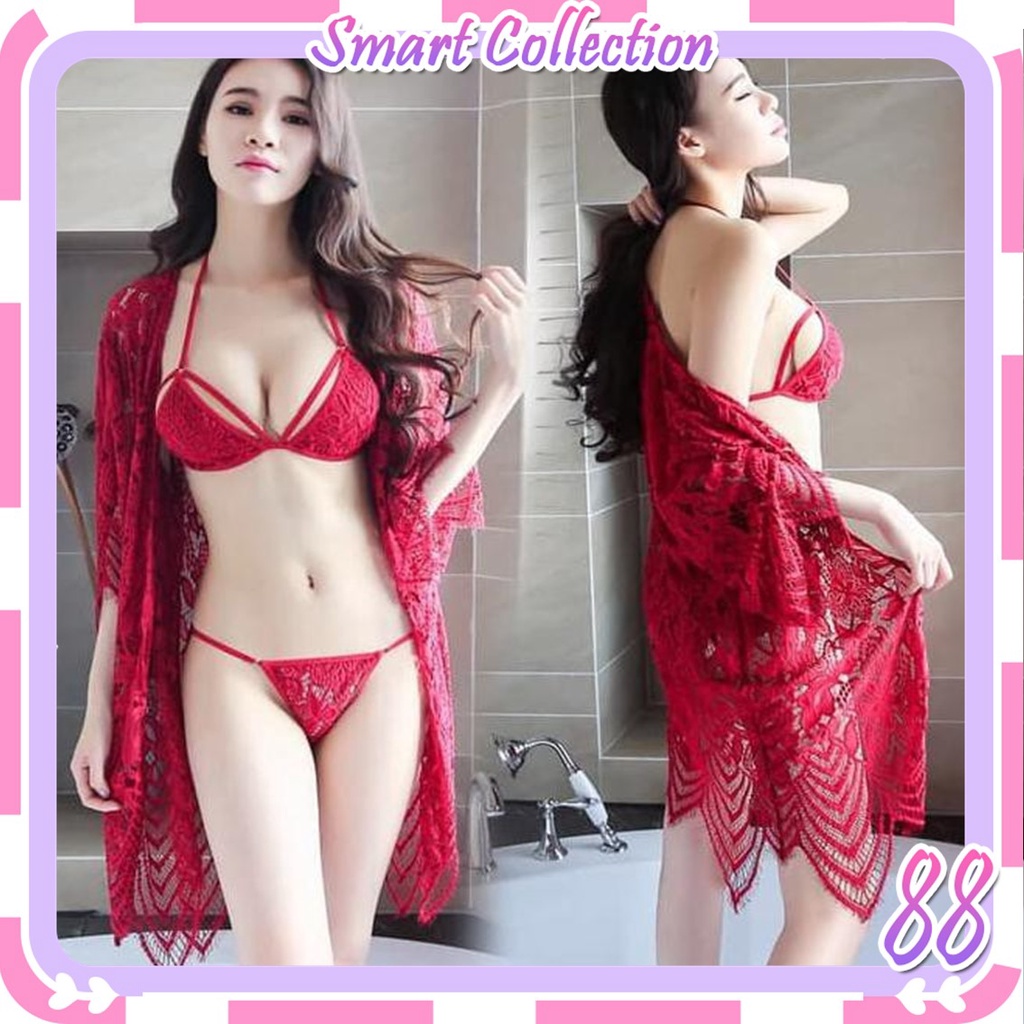 SC✌ BT431 baju tidur sexy kimono set lingerie seksi Bra lingeri cod