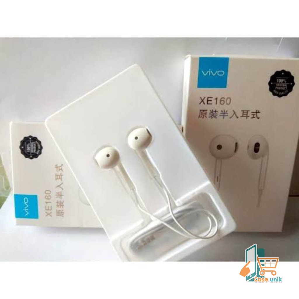 XE160 Headset headsfree earphone Hf ORIGINAL VIVO Y53 y71 y81 y83 Y91c Y91 y93 y20 y30 y50 v7 v9 Y12 y15 V20 JACK 3.5MM CS3595