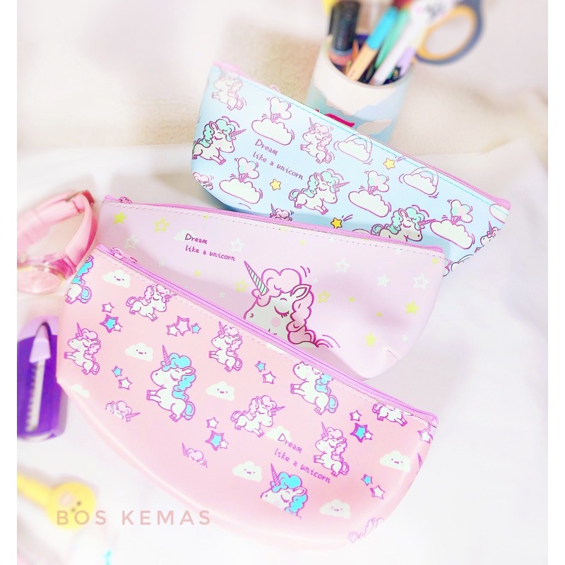 

KOREAN PENCIL CASE/DOMPET KOIN/ KOTAK PENCIL/ POUCH KOSMETIK -CUTE UNICORN PASTEL COLOR