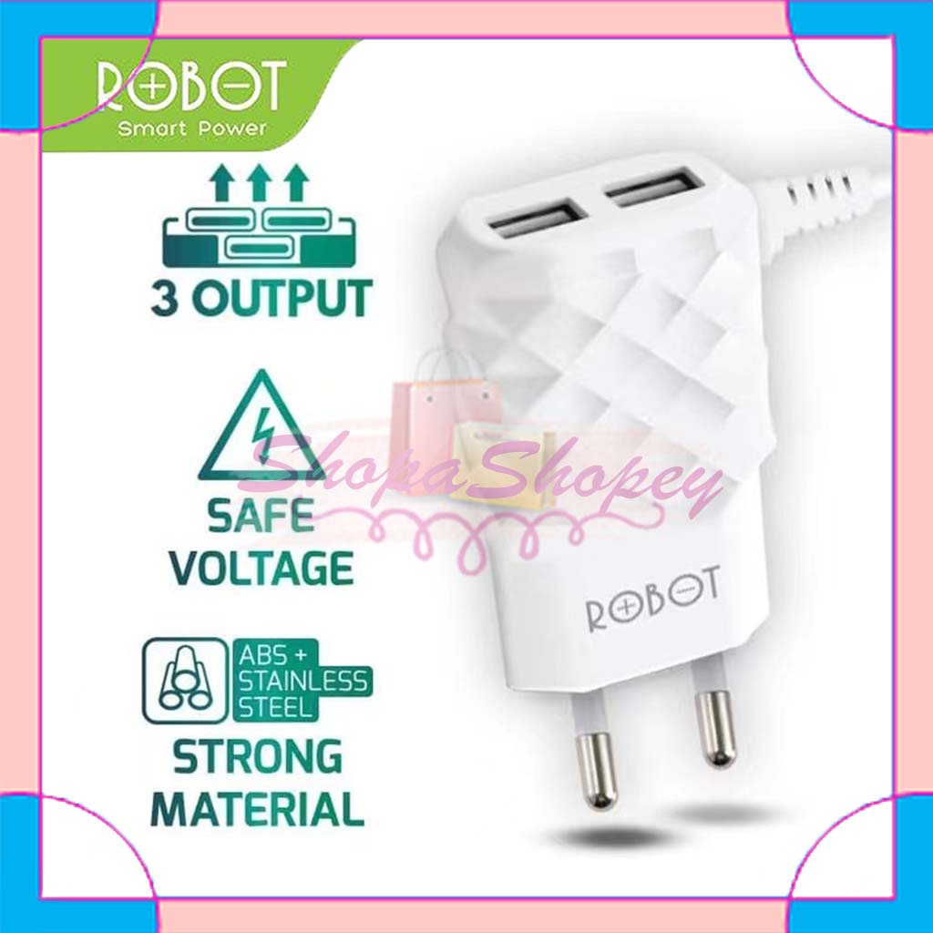 Charger Fast Charging ROBOT RT-K5 White Kabel Micro USB