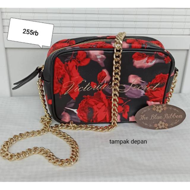 VICTORIA SECRET LEATHER FLORAL SLING BAG